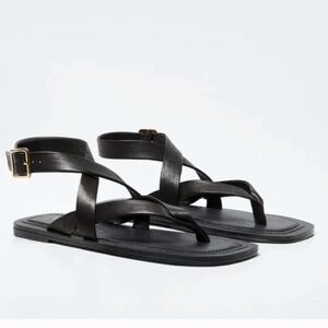 Mango leather wrap sandals only worn once